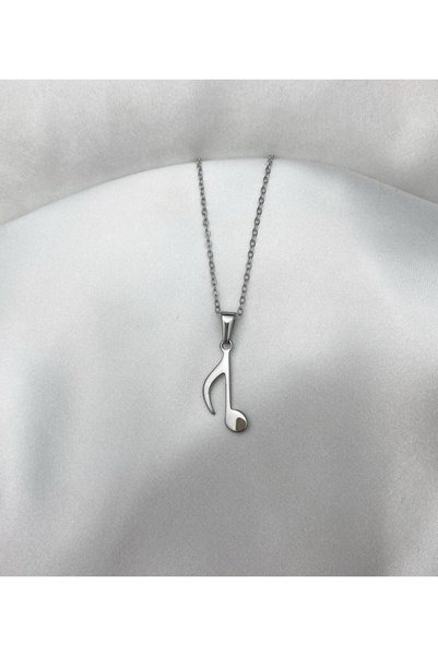 Herşey Nota Müzik Nota Figürlü Gümüş Kaplama Kolye Paslanmaz Çelik Müzikal He...
