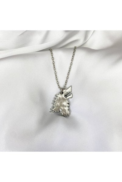 Herşey Nota Game of Thrones Howling Wolf White Wolf Necklace