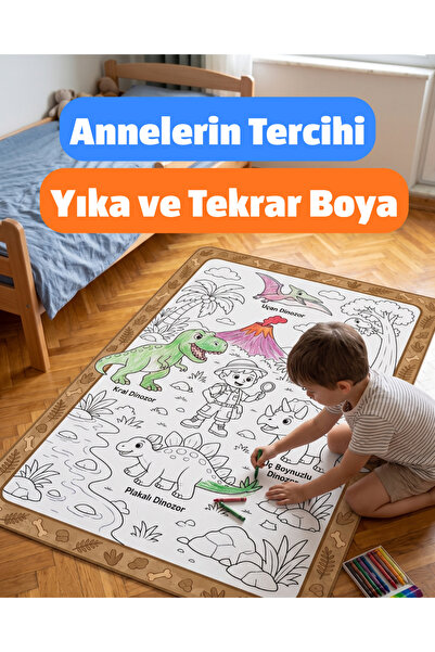Nizal Home Eğitici Yıkanabilir Tekrar Boyanabilir Çocuk Odası Oyun Matı Boyam...