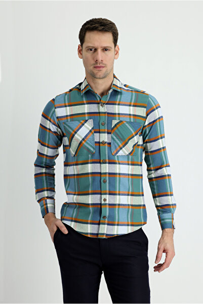 Kiğılı Long Sleeve Slim Fit Slim Fit Plaid Lumberjack Cotton Shirt