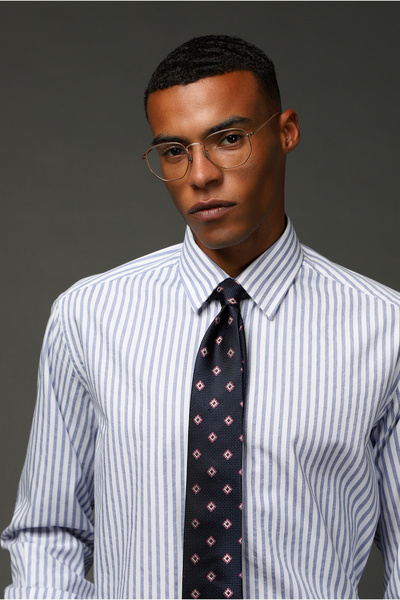 Kiğılı Long Sleeve Regular Fit Striped Cotton Shirt