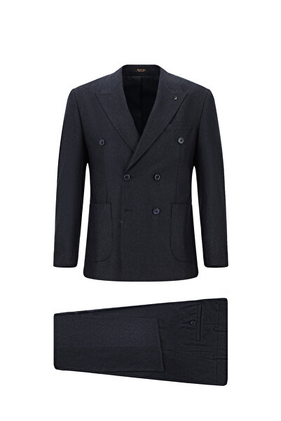 Abdullah Kiğılı 7 Drop Slim Fit Slim Fit Patterned Wool Piece Double-Breasted...