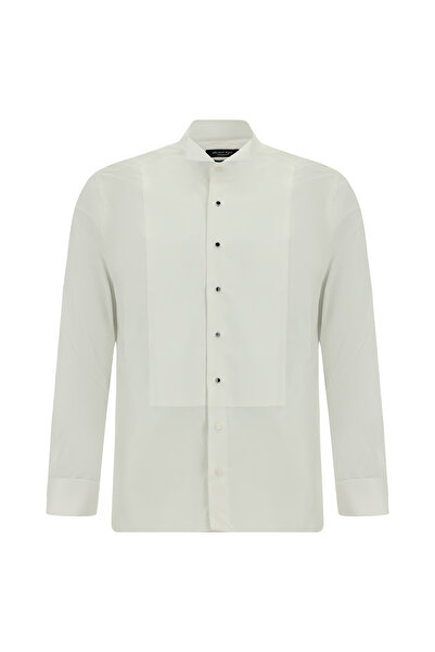 Abdullah Kiğılı Ata Yaka Slim Fit Slim Fit Patterned Cotton Shirt