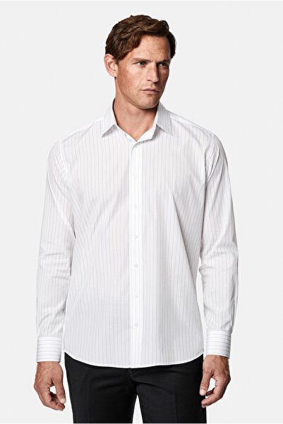 Abdullah Kiğılı Long Sleeve Classic Striped 100% Cotton Italian Shirt