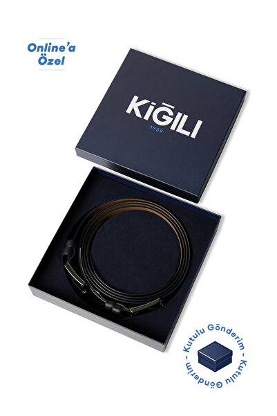 Kiğılı Set de 2 curele clasice simple în cutie cadou