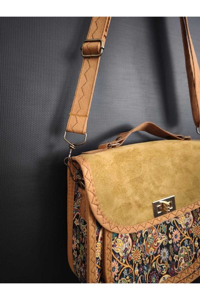 EliziBySevim Ethnic-Inspired Bohemian Chic: Patterned and Suede-Details Shoulder Bag