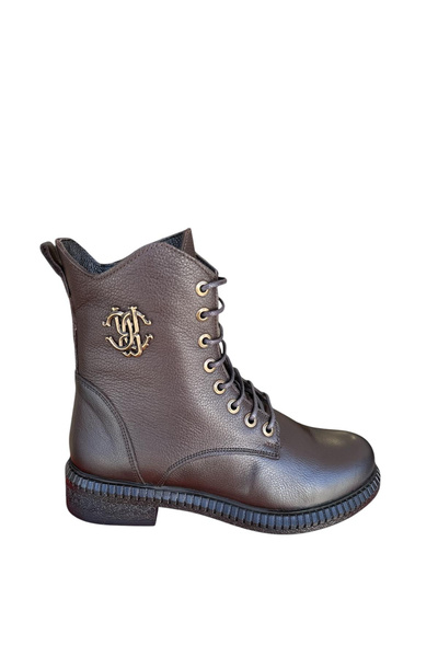 Castle Black Yldz-20912-1 Black Genuine Leather Women's Boots Brown