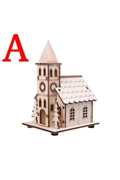 Choice A Christmas LED Light Wooden House Luminous Cabin Merry Christmas Deco...