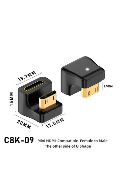 Choice محول C8K-09 Mini HDMI متوافق مع Micro HDMI 2.1 8K@60Hz من ذكر إلى أنثى