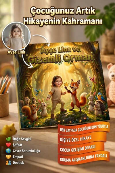 BULUT DİJİTAL Kahraman Benim Çocuklar İçin Kişiye Özel Orman Hikaye Kitabı-Do...