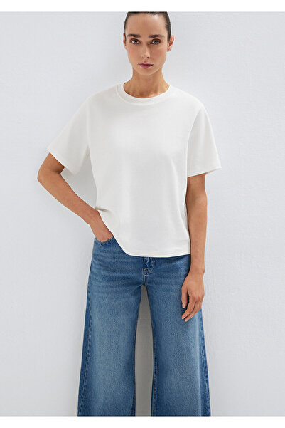 Mavi Ecru Basic Interlock T-Shirt Loose Fit / Bequemer Schnitt 1613820-70057