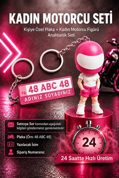 KIZILAKŞAM Kişiye Özel 2 Li Kadın Motorcu Anahtarlık Seti – Motosiklet Anahta...