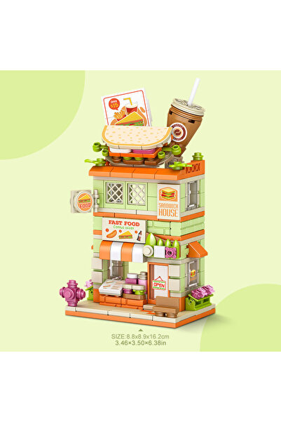 choice2 3-NO BOX City Street View Building Block Set DIY Ice Cream Coffee Flo...