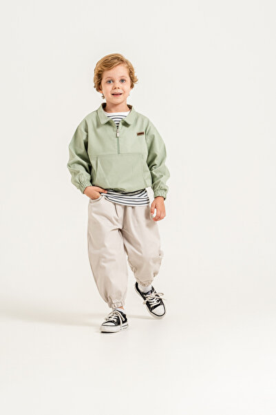 Jikko Baby Boys' Half-Zip Sweatshirt, Striped T-Shirt and Jogger Pants 3-Piec...