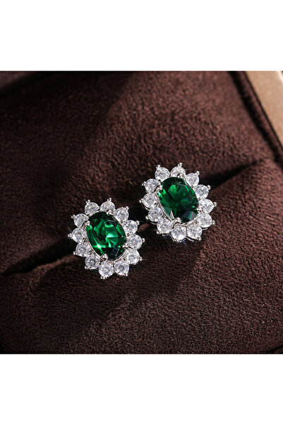 Choice E698 Huitan Full Zircon Stud Earrings for Women Blue/Purple/Red/Pink/B...
