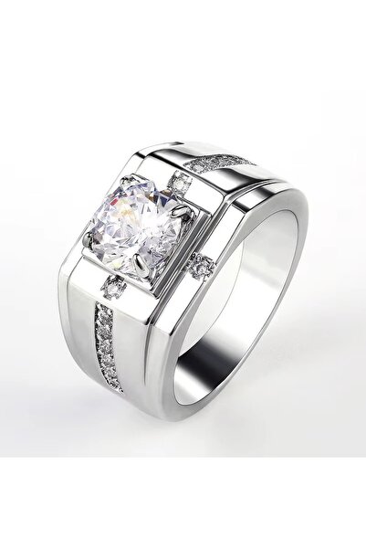 choice2 8 F607 Huitan Luxury Silver Color Round Cubic Zircon Rings for Men Cl...