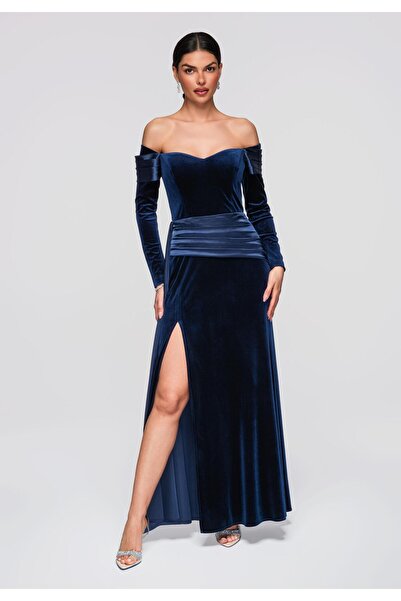 OMBRE Βραδινό φόρεμα LA-OM-DLR254 - navy