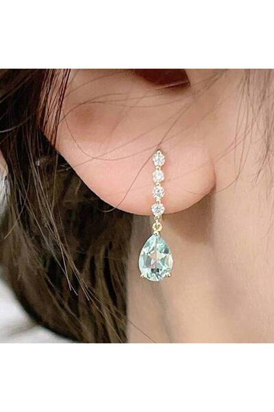 Choice E5014 Huitan Elegant Women Drop Earrings Inlaid Sparkling Blue Cubic Z...