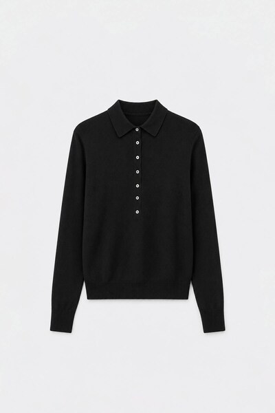 Suud Collection Siyah Carter Polo Yaka Triko Kazak