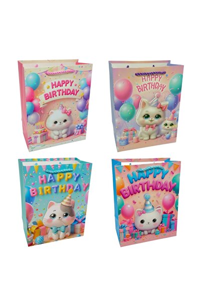 AFO Set 12 Pungi Cadou Happy Birthday si Pisica 18x23x10