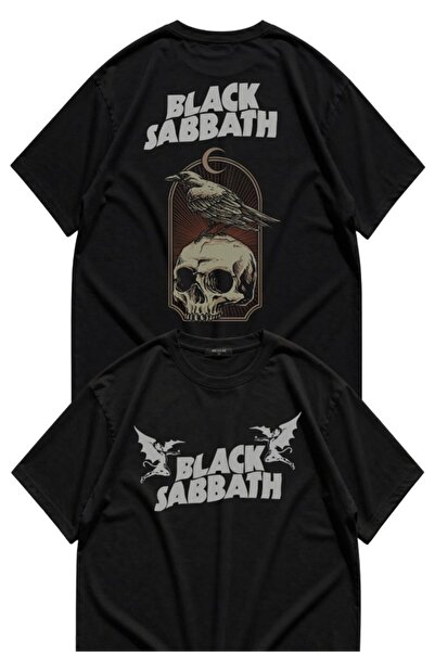 Fuddy Moda Μπλουζάκι Unisex Black Sabbath με στάμπα κοράκι στην πλάτη, Oversi...