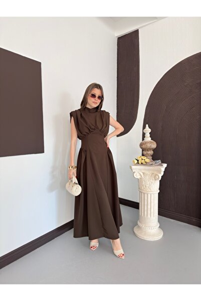 Ekim Store Φόρεμα μάξι πριγκίπισσας με πιέτες και κορδόνι στη μέση