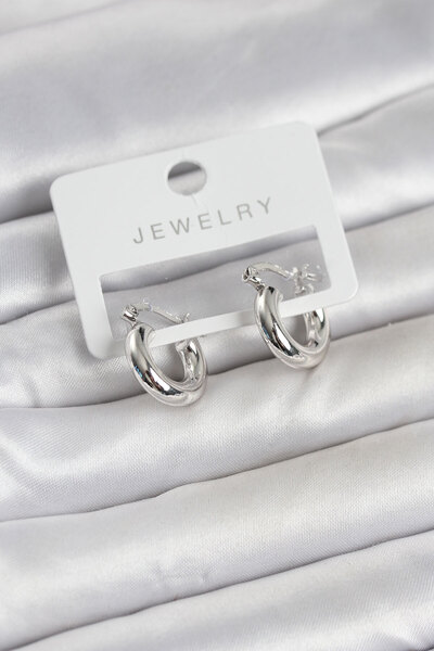 Alfa famouss Silver Color Brass Hoop 15 mm Women's Earrings - Lisinya