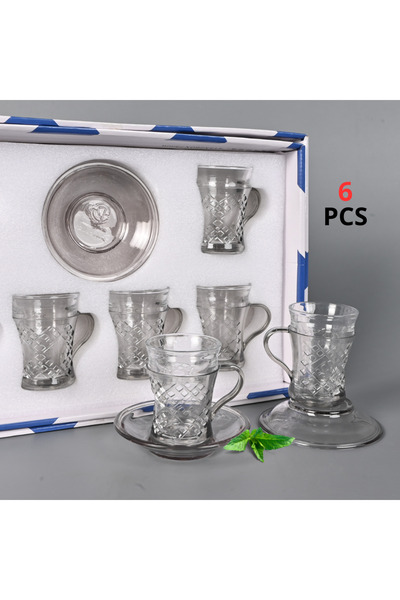 Generic طقم بيالات مارية رصاصي شفاف 6 حبة مصمم بأناقة