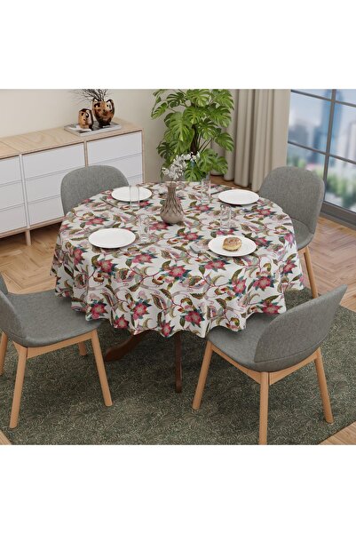 Dotail Encasa XO Στρογγυλό Τραπεζομάντιλο, 140 x 140 εκ., αδιάβροχο, με φλορά...