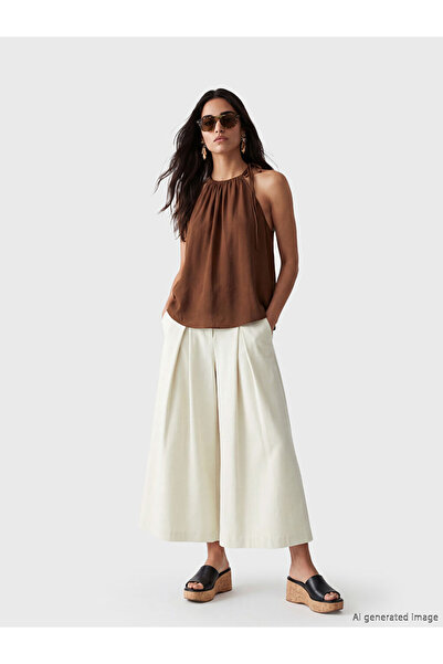 LC Waikiki Beige Regular Fit Women's Pleated Trouser Skirt