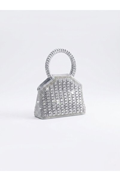 silora Luxury Crystal-Embellished Evening Bag with Braided Handle