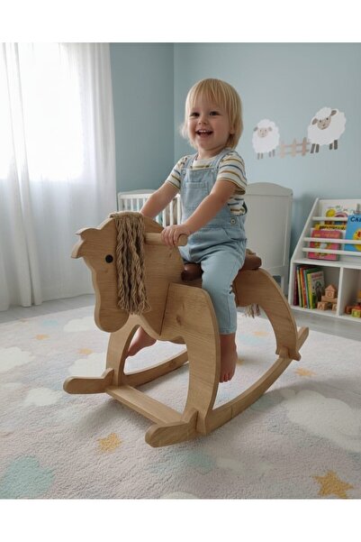 Cute&Wood Cute Wood Ahşap Sallanan At-Deri Koltuk, Konforlu & Pratik Tasarım