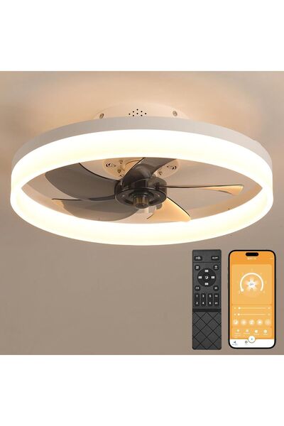 Dotail MOSSCO Φωτιστικό Οροφής LED με Ανεμιστήρα, 50 εκ., 3 ρυθμιζόμενα χρώμα...