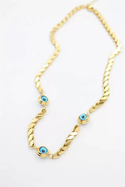 Generic Brand Evil eye barley chain necklace - 45 cm - gold