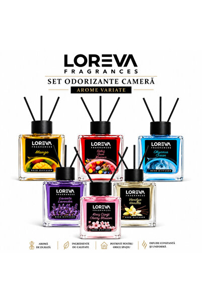 LOREVA Σετ Διαχυτήρα Αρωμάτων Χώρου – Διάφορα Αρώματα (Ωκεανός, Μάνγκο, Γκουμ...