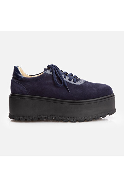 UrbanShoes Pantofi casual damă cu talpă groasă din piele naturală - 201 Blue ...