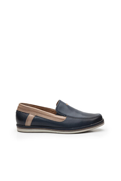 UrbanShoes Mocasini barbati din piele naturala, Leofex - Mostra 878 blue-taup...