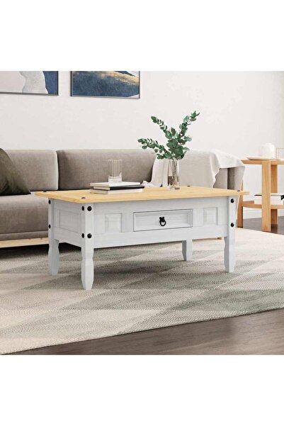 vidaxl Τραπέζι Σαλονιού Μεξικ. Στιλ Corona Λευκό 100x60x45 εκ. Πεύκο