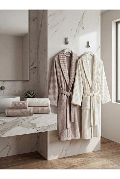 MY MÜRDÜM 100% Cotton Bathrobe Set, Family Bathrobe Set, Towel Set, Dowry Bat...