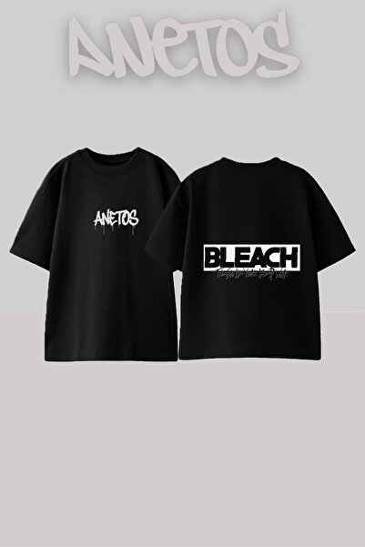 Anetos Μπλουζάκι Bleach Anime με σχέδιο στο πίσω μέρος, βαμβακερό μαύρο oversize