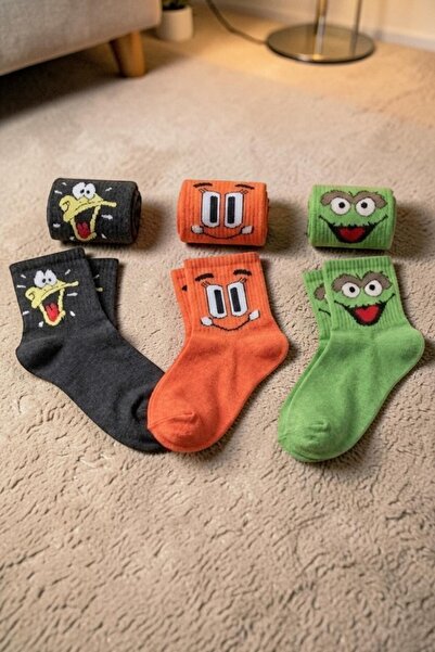 Socks Stores 3 Pairs of Colorful Patterned Unisex Socks Cotton Soft Textured ...