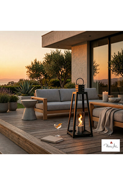 Flame Art Concept Fener Tasarımlı Bioethanol Şömine(Siyah,Büyük Boy) – Dekora...