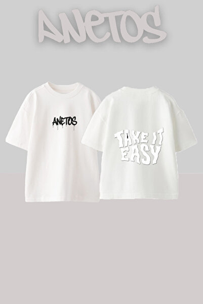 Anetos Μπλουζάκι Take Easy Design με στάμπα στην πλάτη, βαμβακερό, λευκό, ove...