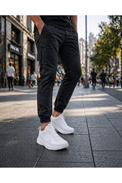 YUSE SHOES حذاء رياضي كاجوال فاخر للرجال من الشبك الأبيض المخطط بأربطة