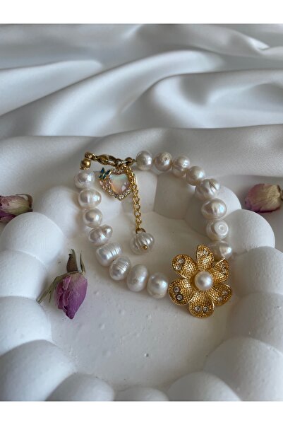 MAISON PERLE Jewelry Big Flower Büyük Çiçekli Küre Kesim Doğuran İncili Bileklik