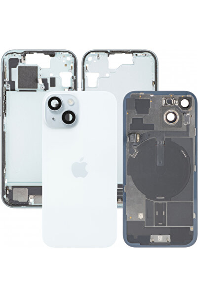 Apple iPhone 15 Battery Cover, With Middle Housing, Full Parts, Blue, Swap
