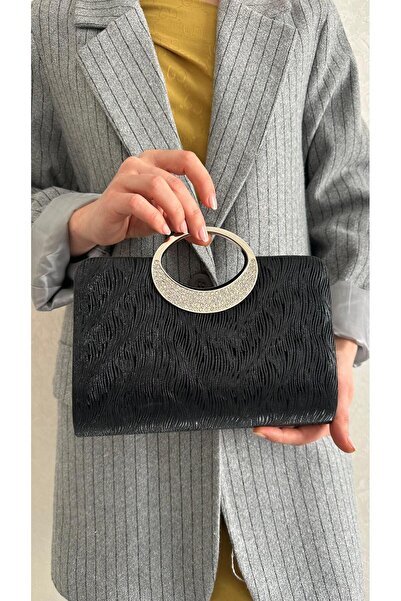 she poly Γυναικεία βραδινή τσάντα clutch με μαύρη λαβή και δαχτυλίδι