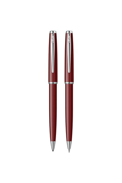 Scrikss Kişiye Özel Vintage 52 Tükenmez & Mekanik Kurşun Kalem Takım Bordo Kr...