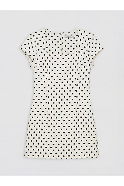 LC Waikiki Ecru Square Neck Polka Dot Mini Dress from Güli̇s Gi̇yi̇m