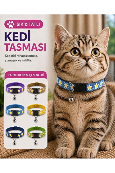 HAYHAYPETSHOP Çıngıraklı Ayarlanabilir Kedi Tasması Yumuşak Kumaş, Hafif Raha...